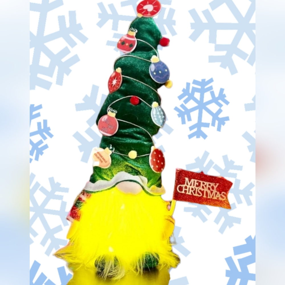 ❌❌SOLD❌❌ ☎️ LIGHT-UP GNOME - Green Holiday Deco (1pc) MUST GO ASAP